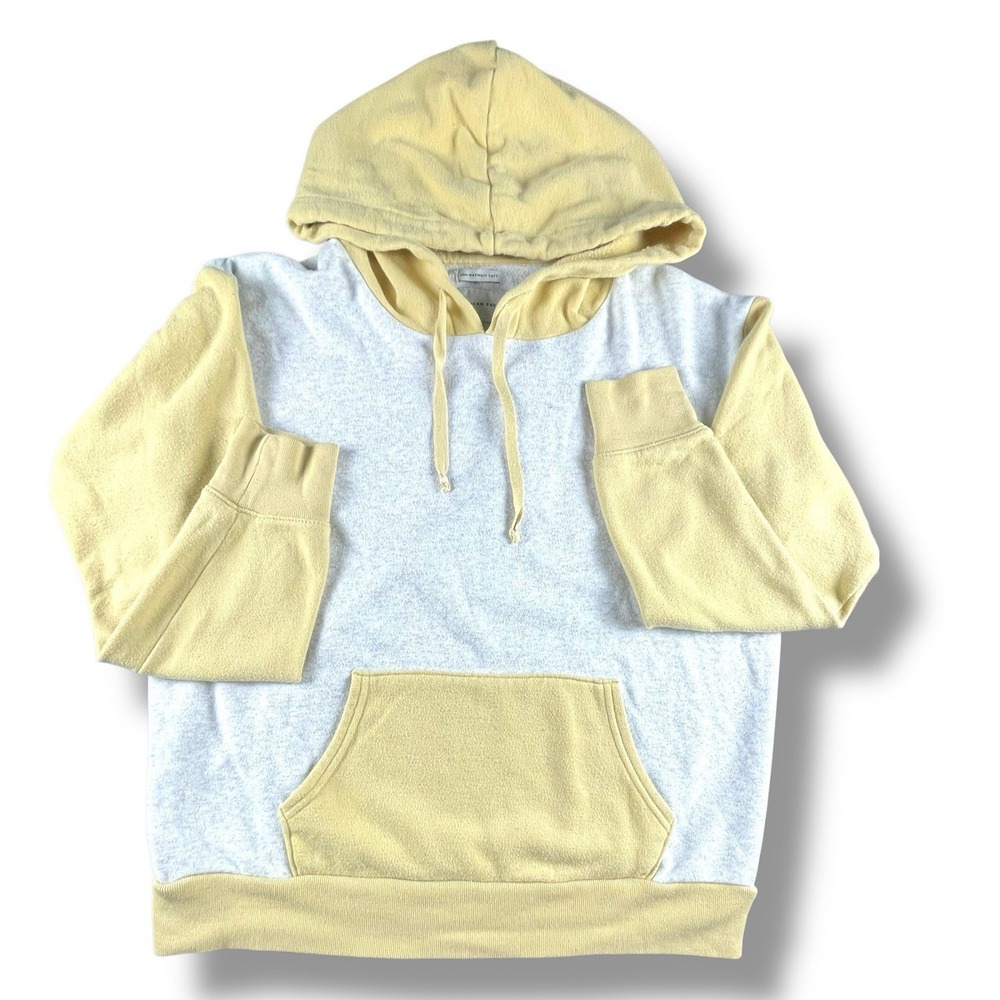American Eagle Hoodie Womens Small Yellow White Colorblock Pullover Soft Comfy